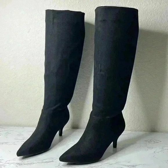 JOURNEE  Grey Black Padded Vellia Pointed Toe Kitten Heel Dress Boot Size 6 WC - Picture 1 of 11